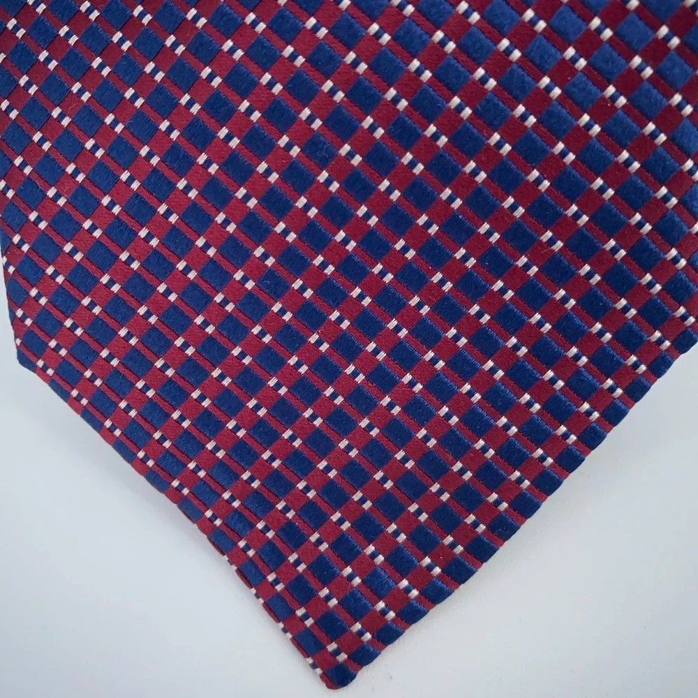 Eton Tie Mens One Size Navy Red Patterned Silk Classic Fit Necktie England Made